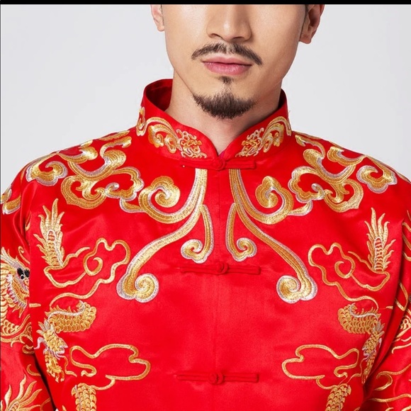 Chinese wedding red groom outfit - Picture 2 of 2